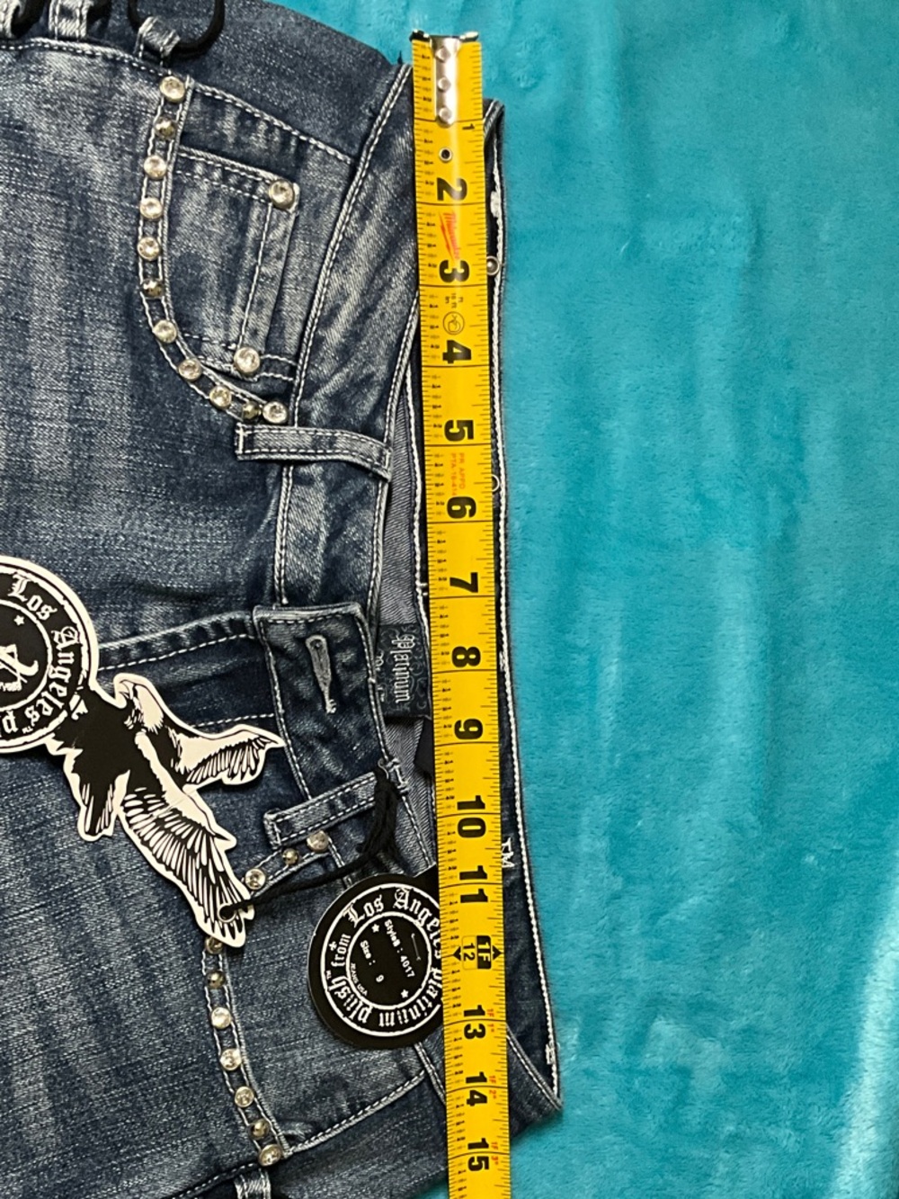 Platinum Plush Women's Blue Lace-Up Bootcut Jeans - Picture 3 of 10